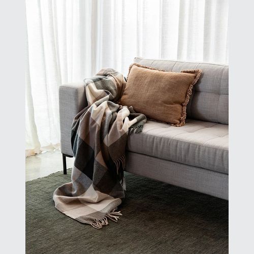 Baya Dover Cushion - Tan Brown | Lumbar with Fringe