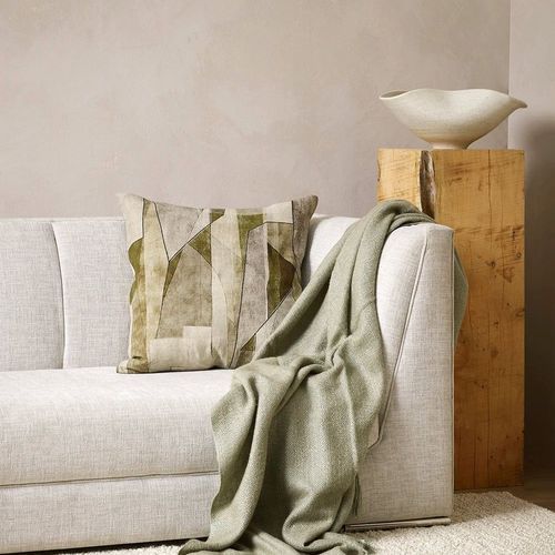 Baya Grove Linen Cushion - Olive | Abstract Print