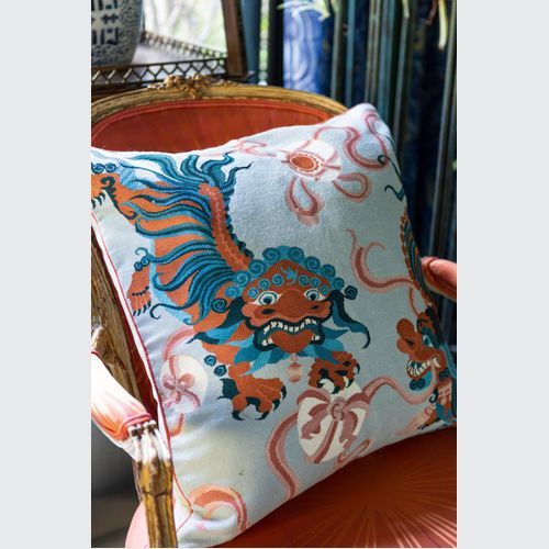 Guo Pei | Lion Dance Blue Cushion