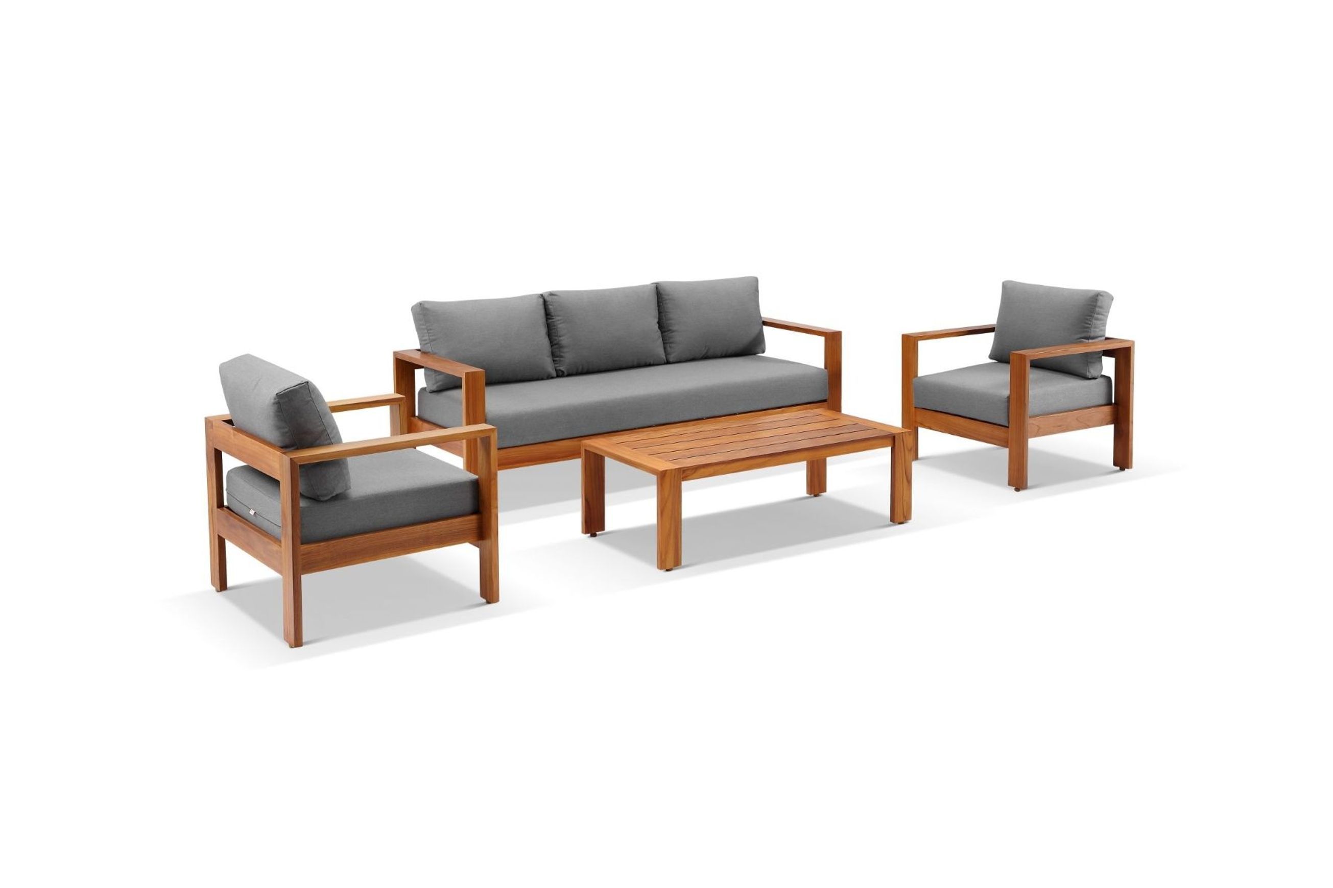 Delta 4pc Teak Lounge Set - Charcoal Sunbrella