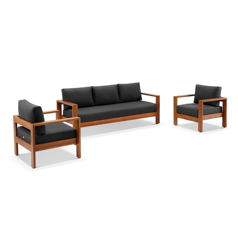 Delta 4pc Teak Lounge Set - Sooty Sunbrella