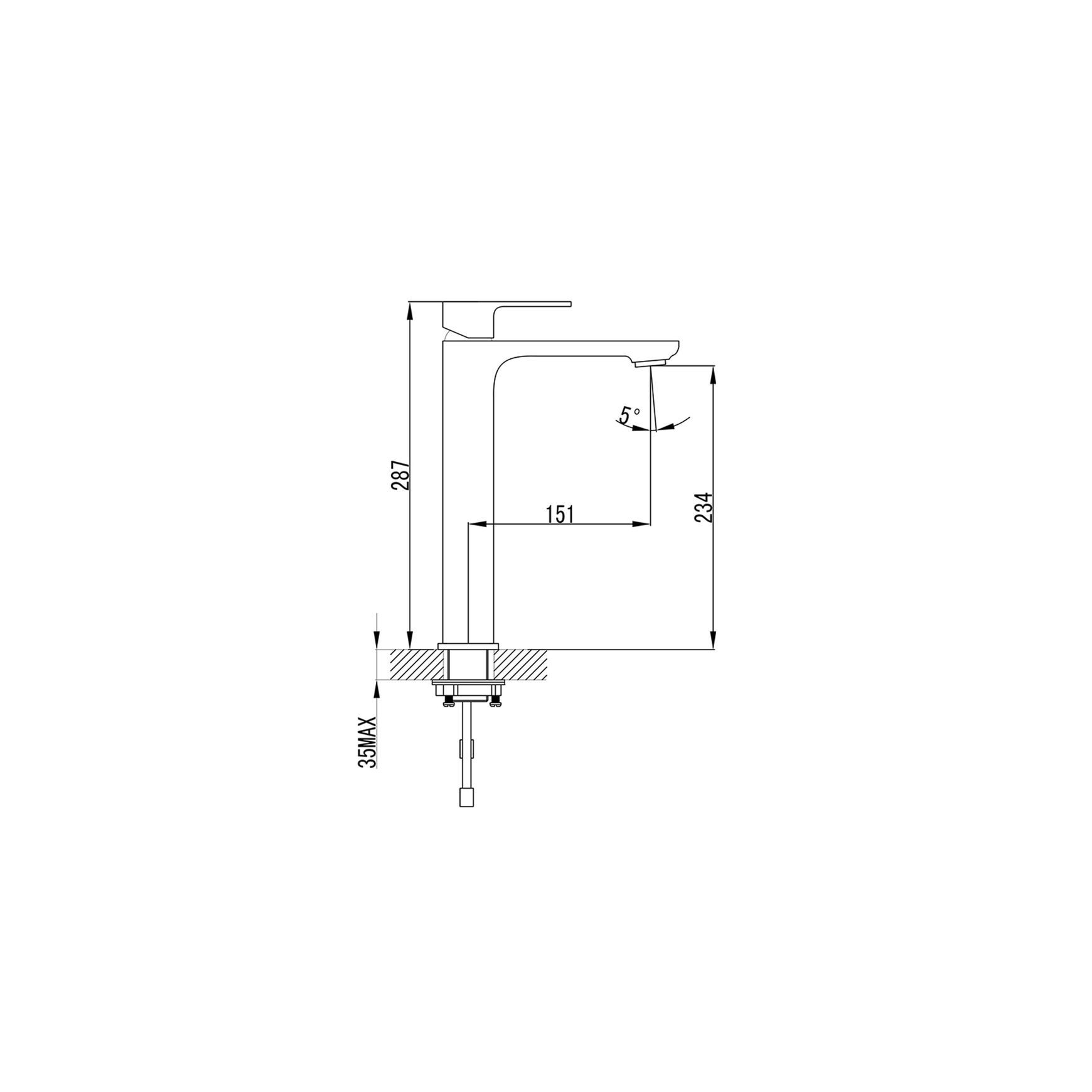 Unika Seto High Rise Basin Mixer