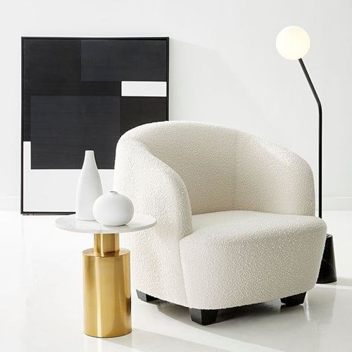 Area Curved Occasional Chair in Boucle