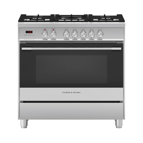 Freestanding Cooker, Dual Fuel, 90cm, 5 Burners, Stainless Steel