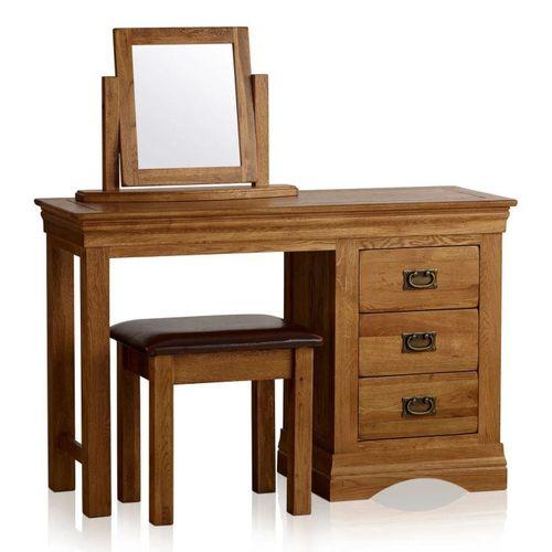 French Rustic Solid Oak Dressing Table Set