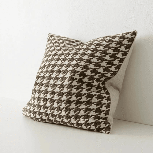 Weave Home Giovanni Cushion - Cocoa | Bouclé Houndstooth