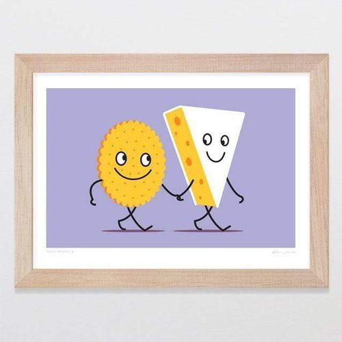 Food Friends 4 - Cheese & Cracker Art Print