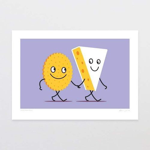 Food Friends 4 - Cheese & Cracker Art Print