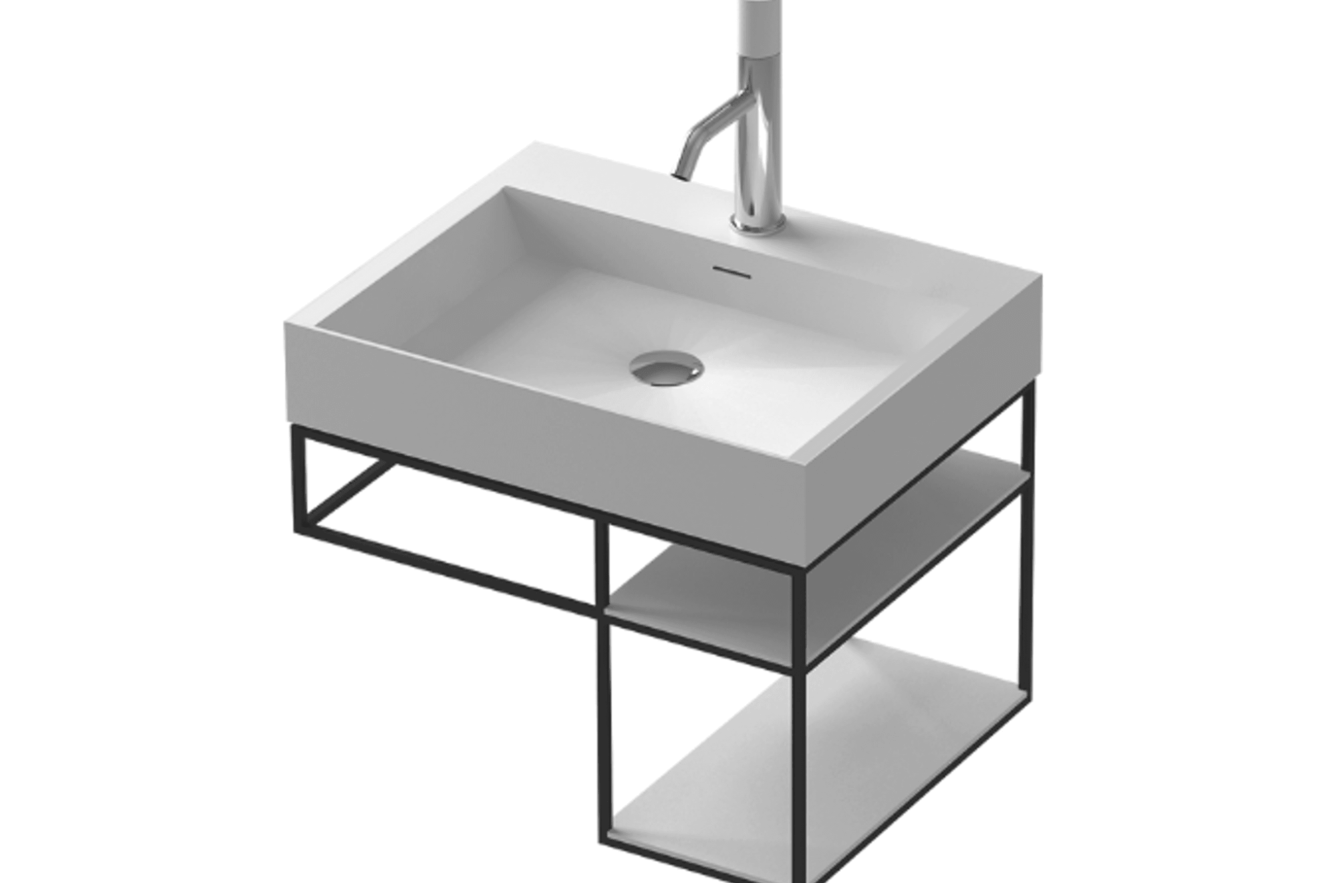 G2734-0 Wall Hung Solid Surface Minimalist Vanity