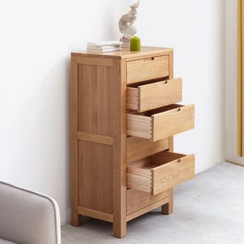 Humbie Natural Solid Oak 6 Drawers Tall Boy