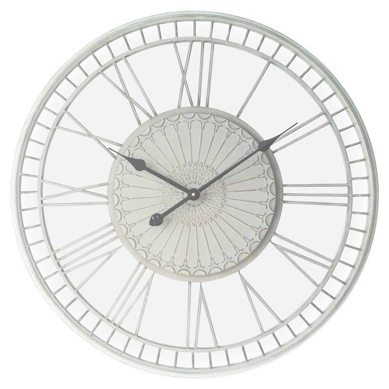 Tuscany | Large Metal Wall Clock - Distressed Cream
