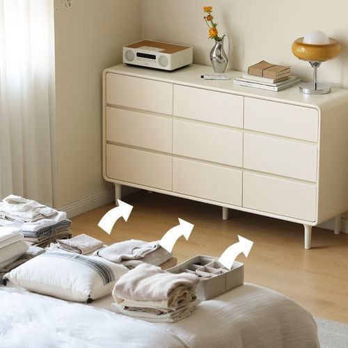 Kemi Cream Tulip Poplar Painted 9 Drawers Chest
