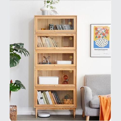 Latvia Designer Natural Solid Oak Display Bookcase Cabinet
