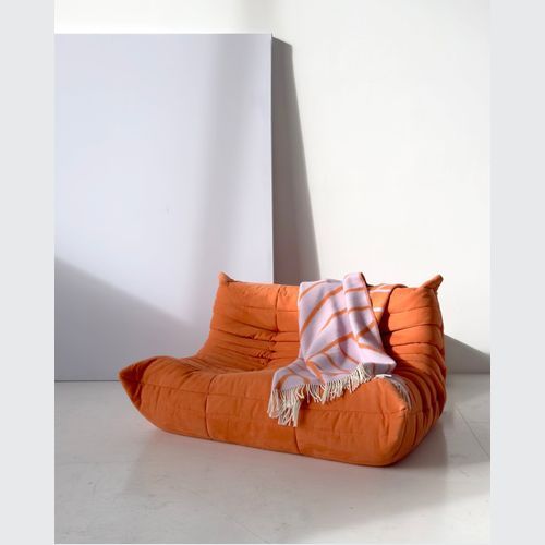 Maison Deux Lines - Lilac Orange | Large Reversible Wool Throw