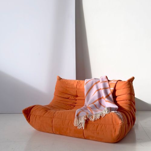 Maison Deux Lines - Lilac Orange | Large Reversible Wool Throw