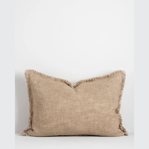 Baya Dover Cushion - Natural | Lumbar with Fringe