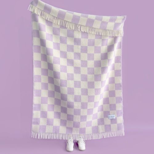 Maison Deux Checkerboard - Lilac | Large Reversible Wool Throw