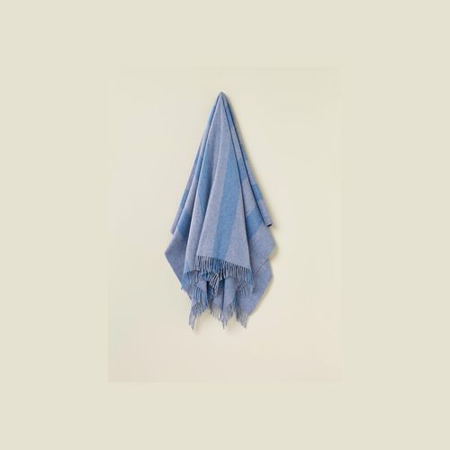 NZ Wool Throw - Stripe Blue | 100% Merino Wool