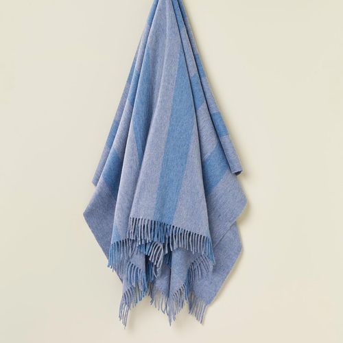 NZ Wool Throw - Stripe Blue | 100% Merino Wool