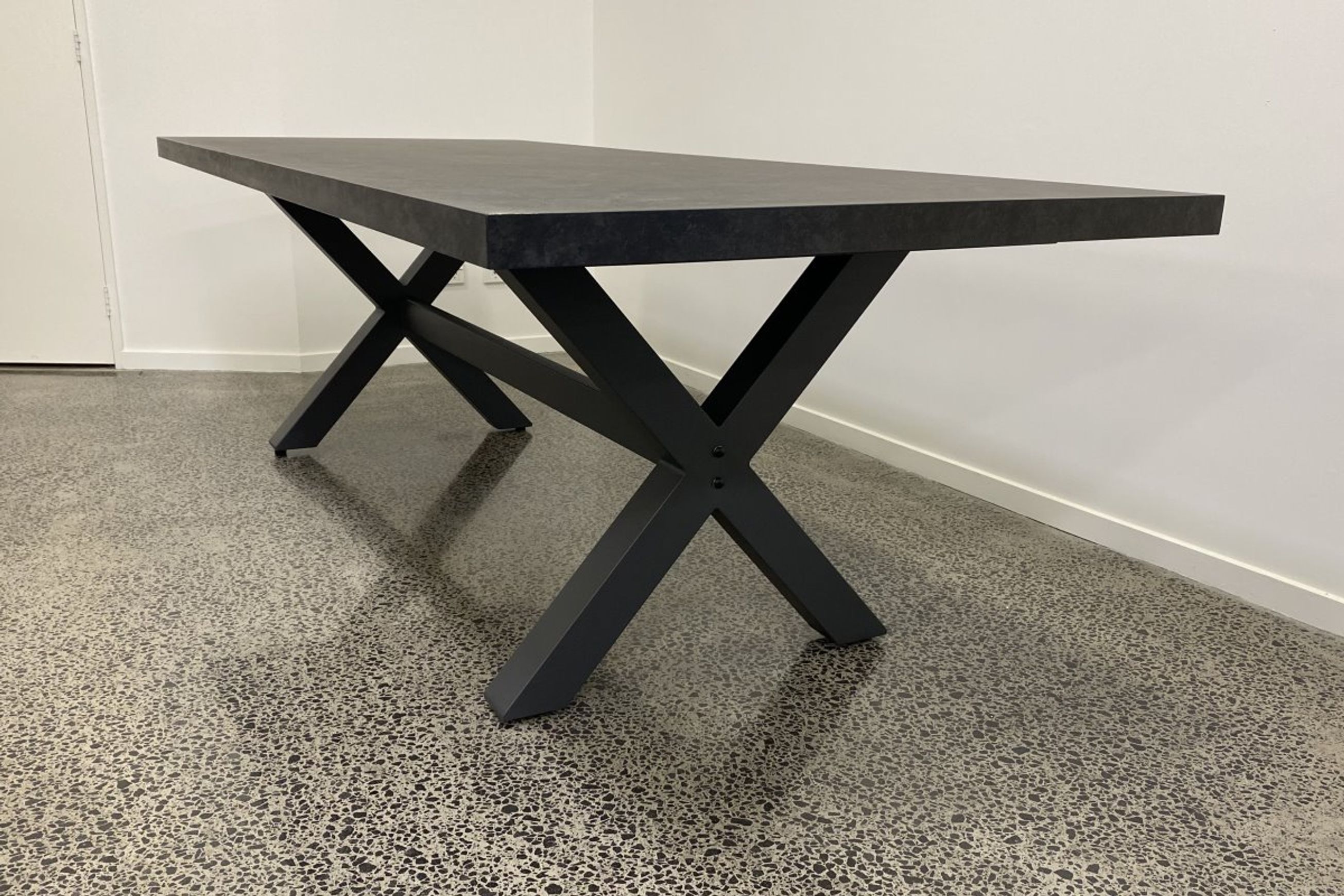Modena Ceramic X Leg Outdoor Dining Table 240cm | Charcoal