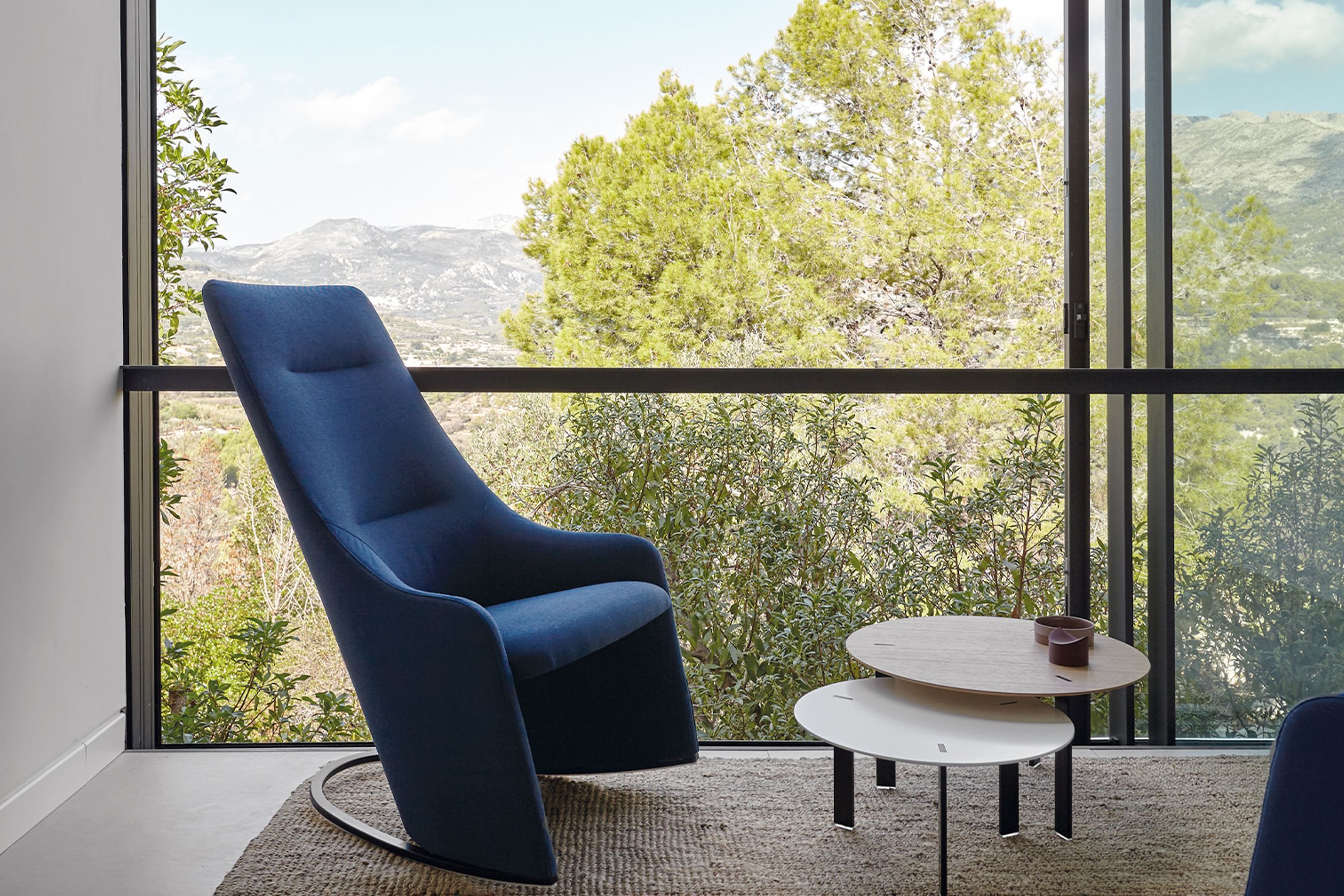 Nagi High Rocking Armchair - Smooth Upholstery