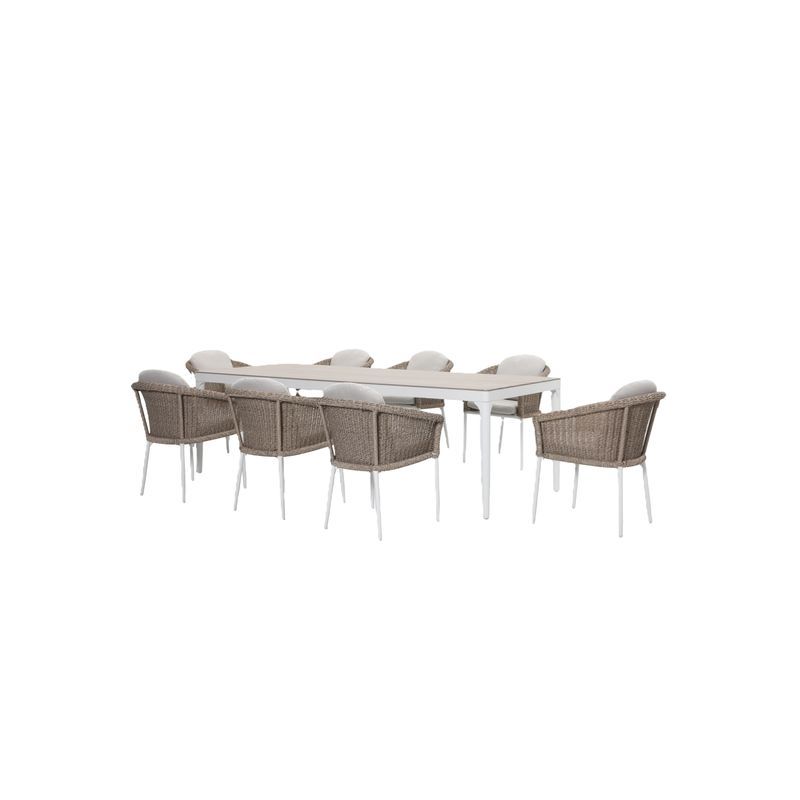 Ohope 9pc Aluminium and Rattan Outdoor Dining Set