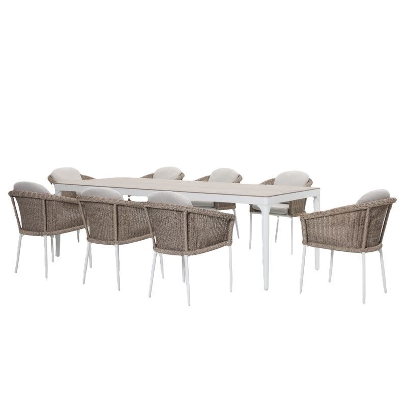 Ohope 9pc Aluminium and Rattan Outdoor Dining Set