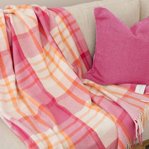 Ruanui Station Lambswool Throw - Okahu Orange Check