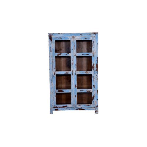 Original Wood and Glass Display Cabinet - Blue, Tall