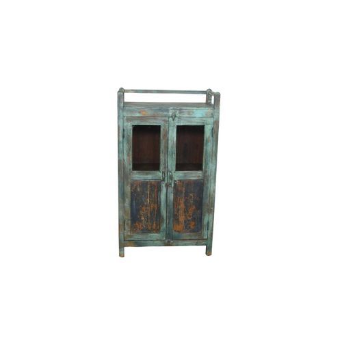 Original Wood and Glass Display Cabinet - Light Blue