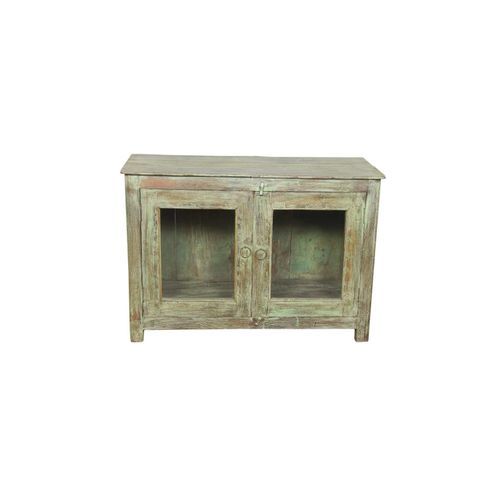 Original Wood and Glass Display Cabinet - Light Green