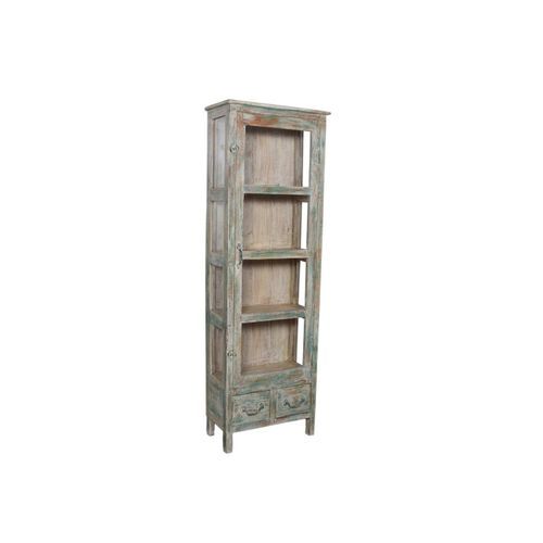 Original Wood and Glass Display Cabinet - Faded Blue