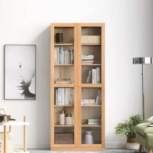 Oslo Natural Solid Oak Display Bookcase Cabinet