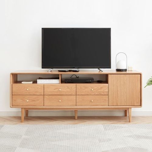 Oslo Natural Solid Oak Tall Tv Unit