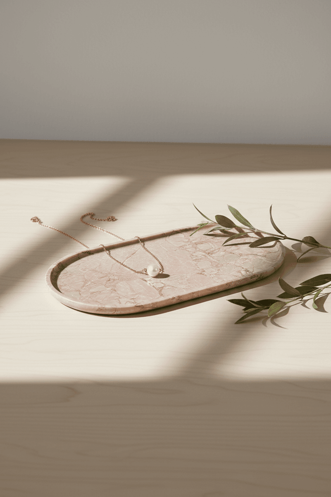 Oval Concave Tray - Pearl Pink Blush Marble