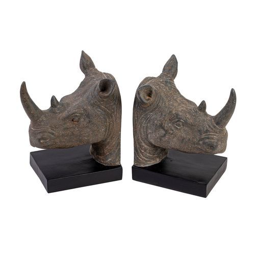 Rhino Head Bookends