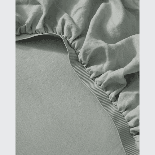 Ravello Linen Fitted Sheet - Sage  | Weave Home Bed Linen