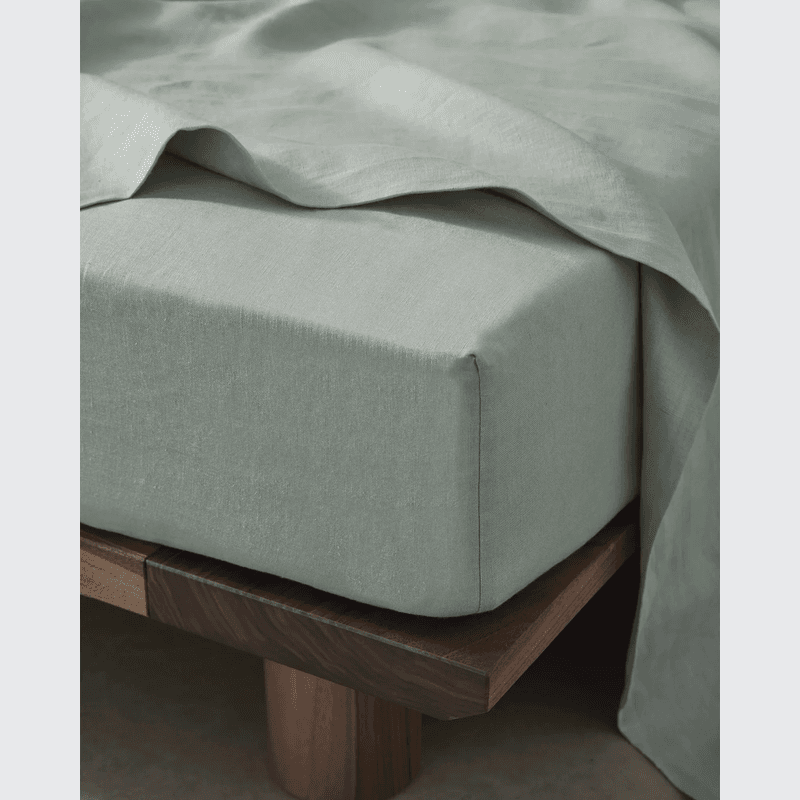 Ravello Linen Fitted Sheet - Sage | Weave Home Bed Linen