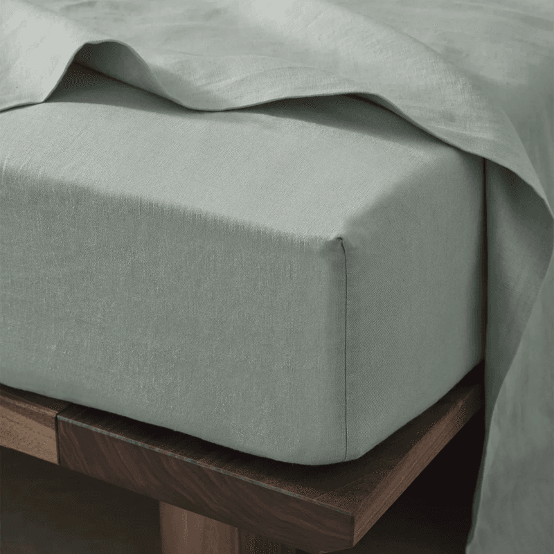 Ravello Linen Fitted Sheet - Sage  | Weave Home Bed Linen