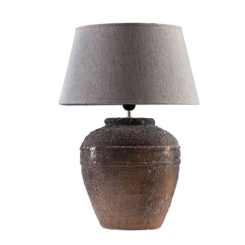 Speckled Lamp With Linen Shade