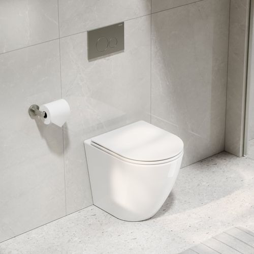 CODE Flow Typhoon Inwall Toilet Suite | Brushed Nickel Button