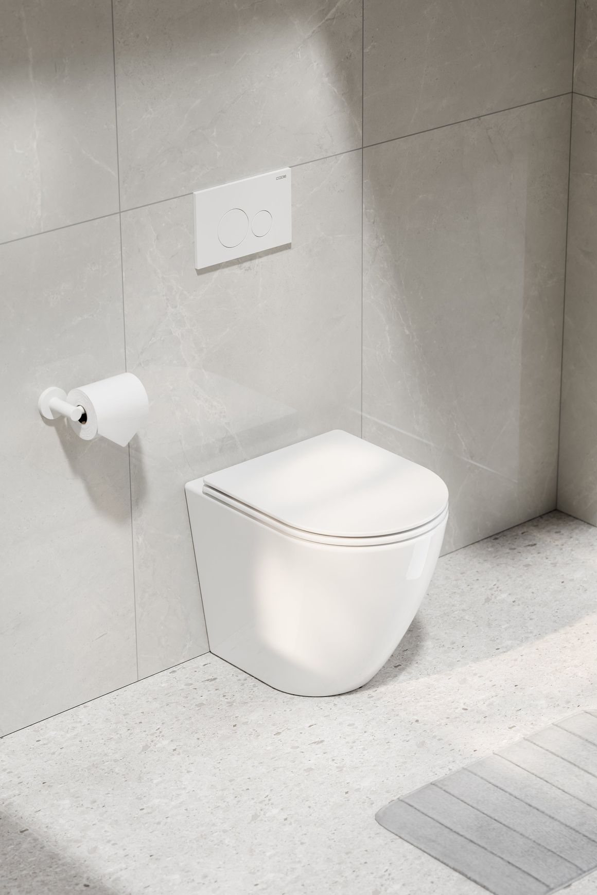 Flow Typhoon Inwall Toilet Suite | Matte White Button