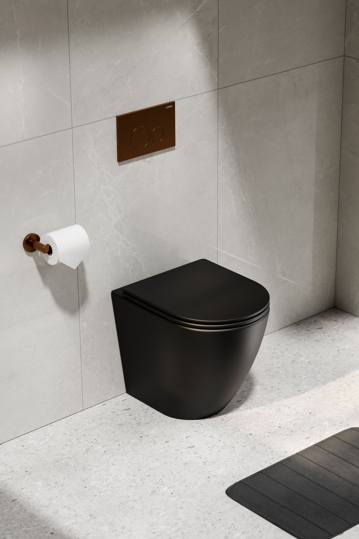 Flow Typhoon Inwall Toilet Suite | Brushed Copper Btn