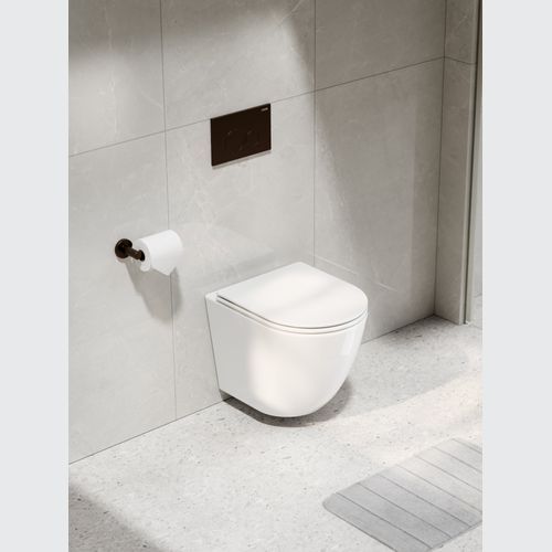 Code Flow Typhoon Wall Hung Toilet Suite | Brushed Bronze Button