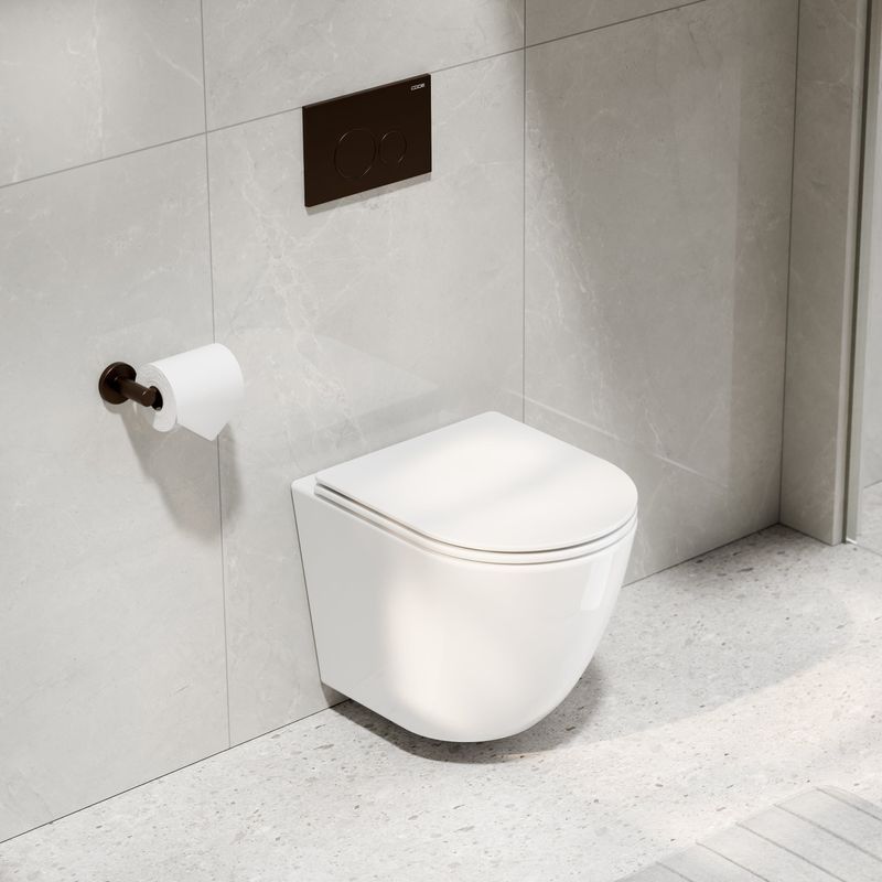 Flow Typhoon Wall Hung Toilet Suite |Brushed Bronze Btn