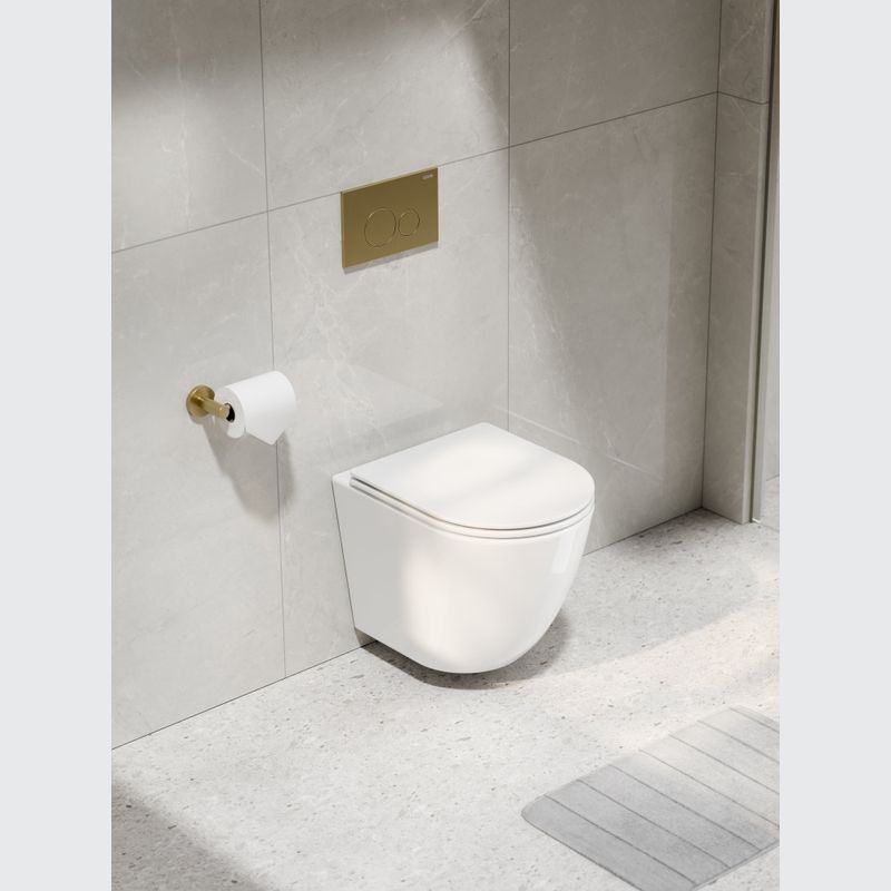 Flow Typhoon Wall Hung Toilet Suite | Brushed Brass Btn