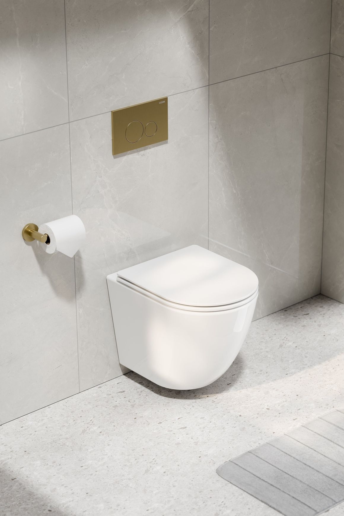 Flow Typhoon Wall Hung Toilet Suite | Brushed Brass Btn