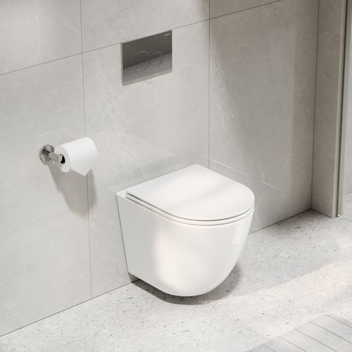 CODE Flow Typhoon Wall Hung Toilet Suite | Chrome Button