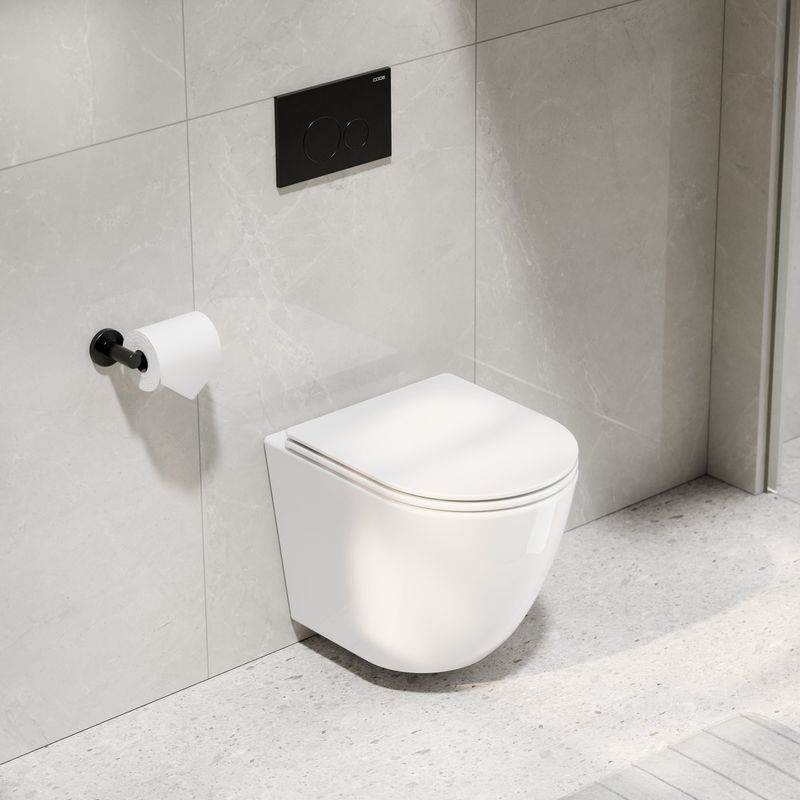 Flow Typhoon Wall Hung Toilet Suite | Gunmetal Button