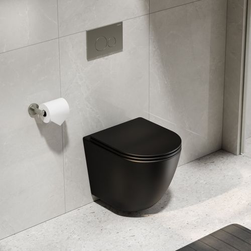 CODE Flow Typhoon Wall Hung Toilet Suite | Brushed Nickel Button